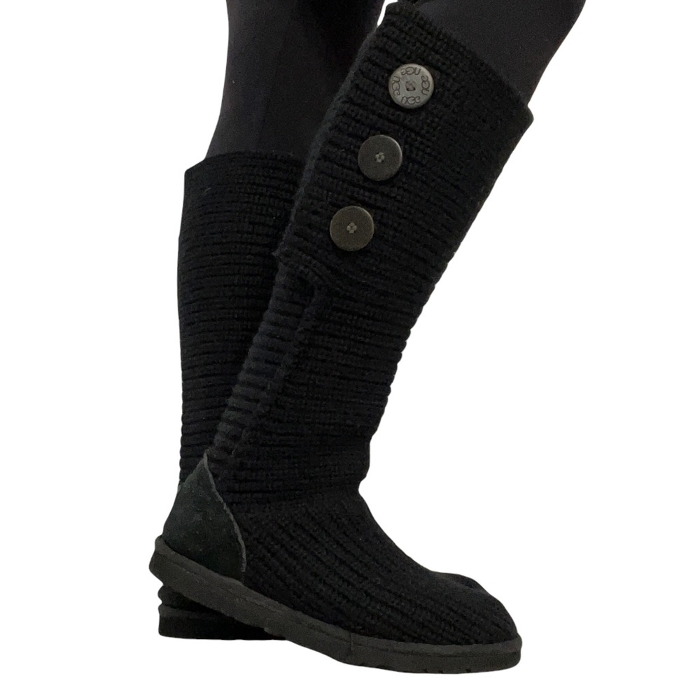 UGG Black Classic Cardy Knit Boots